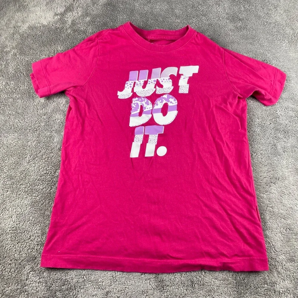 Nike Sportswear Just Do It Short Sleeve T-shirt Youth Girls Medium Pink